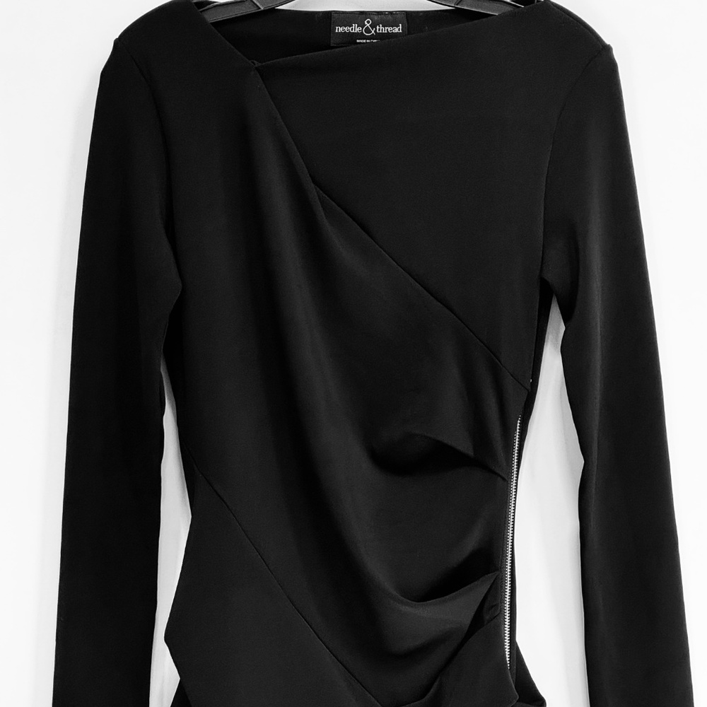 Needle & Thread Black Rouched Side Zip Dress - Picture 8 of 8
